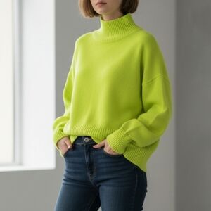 525 America Blair Knit sweater Cotton Peridot Neon Lime